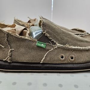 Sanuk Men's Tan Canvas Slip-On Shoes